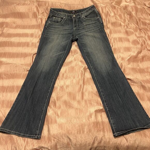 Cato Bootcut Jeans Size 12 Rhinestone Cross Studded Back Pocket Bling - Picture 1 of 8